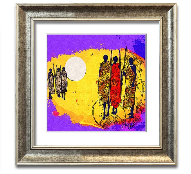 African Tribal Art 12 square framed print showcasing vibrant tribal designs, available in various frame colors.