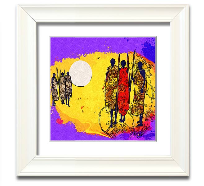 African Tribal Art 12 square framed print showcasing vibrant tribal designs, available in various frame colors.