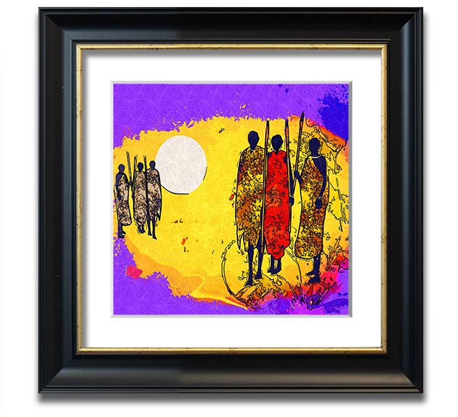 African Tribal Art 12 square framed print showcasing vibrant tribal designs, available in various frame colors.