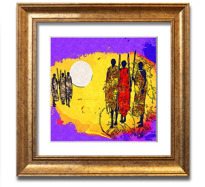 African Tribal Art 12 square framed print showcasing vibrant tribal designs, available in various frame colors.