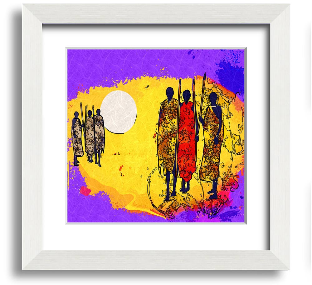 African Tribal Art 12 square framed print showcasing vibrant tribal designs, available in various frame colors.