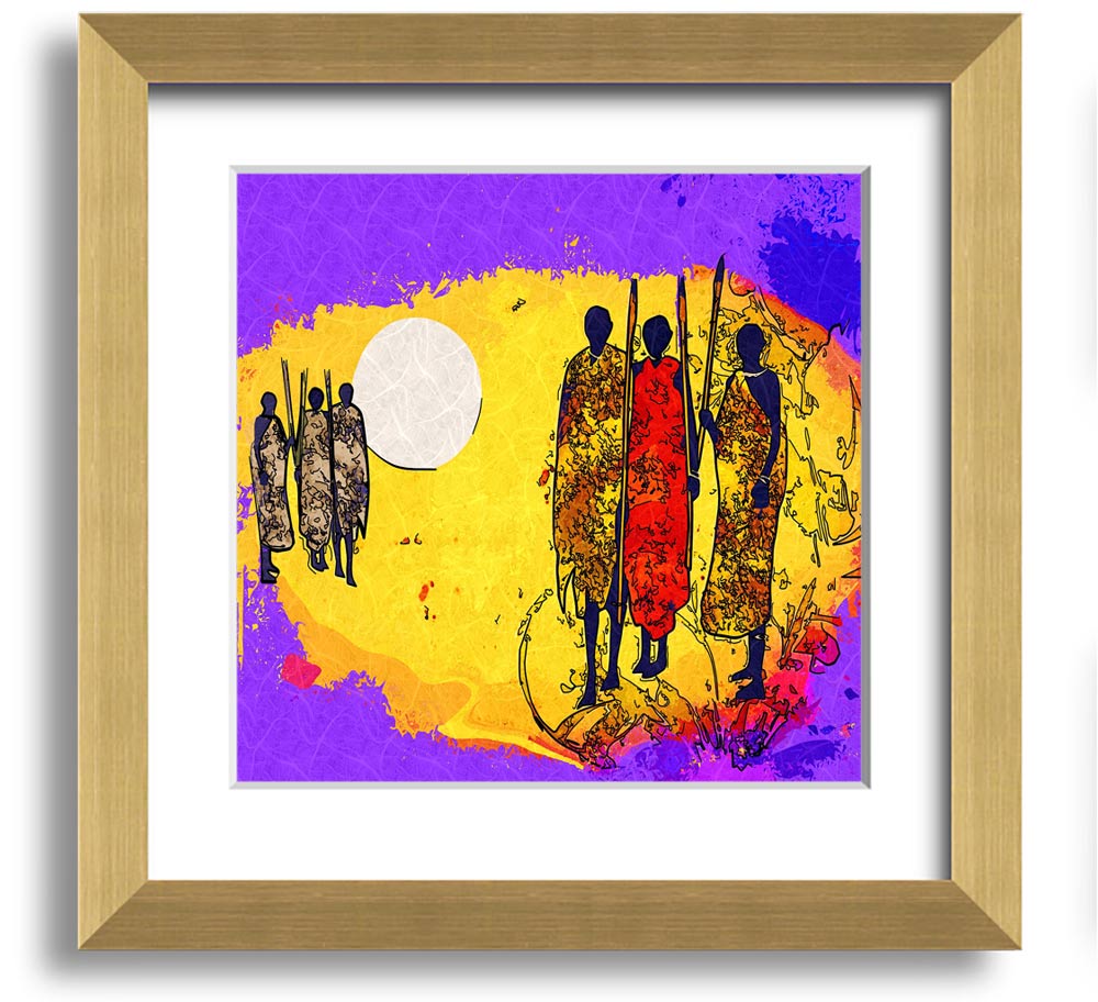 African Tribal Art 12 square framed print showcasing vibrant tribal designs, available in various frame colors.