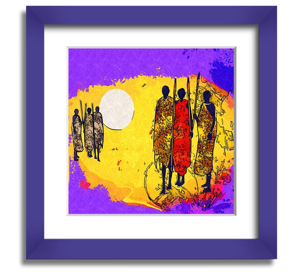 African Tribal Art 12 square framed print showcasing vibrant tribal designs, available in various frame colors.