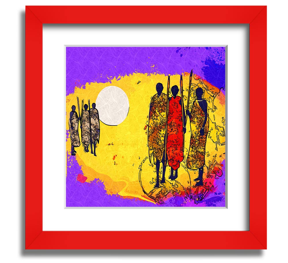 African Tribal Art 12 square framed print showcasing vibrant tribal designs, available in various frame colors.