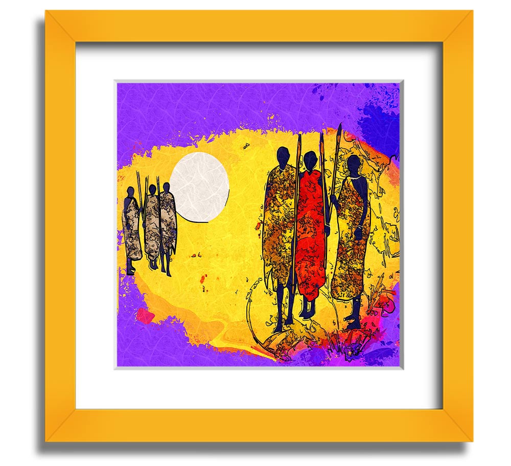 African Tribal Art 12 square framed print showcasing vibrant tribal designs, available in various frame colors.