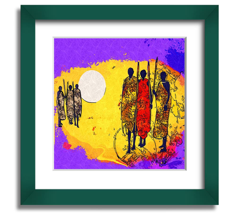 African Tribal Art 12 square framed print showcasing vibrant tribal designs, available in various frame colors.