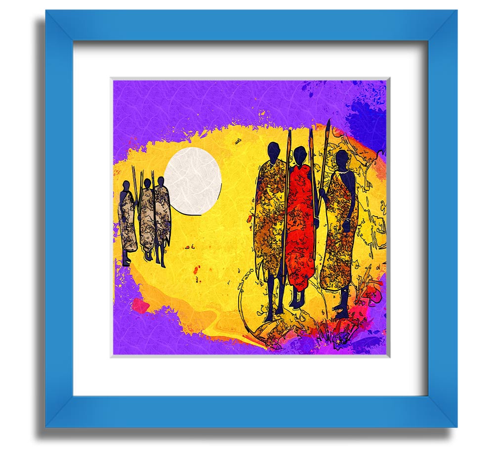 African Tribal Art 12 square framed print showcasing vibrant tribal designs, available in various frame colors.