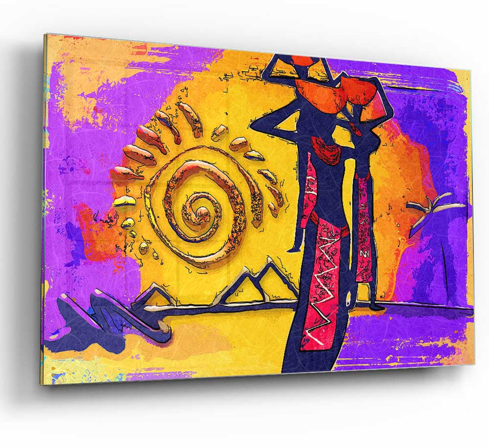 African Tribal Art 13 glass print featuring vibrant tribal patterns and modern design, perfect for home decor.