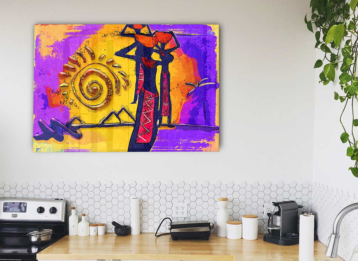 African Tribal Art 13 glass print featuring vibrant tribal patterns and modern design, perfect for home decor.