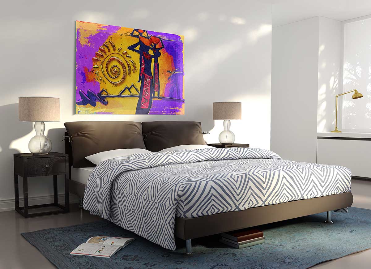 African Tribal Art 13 glass print featuring vibrant tribal patterns and modern design, perfect for home decor.