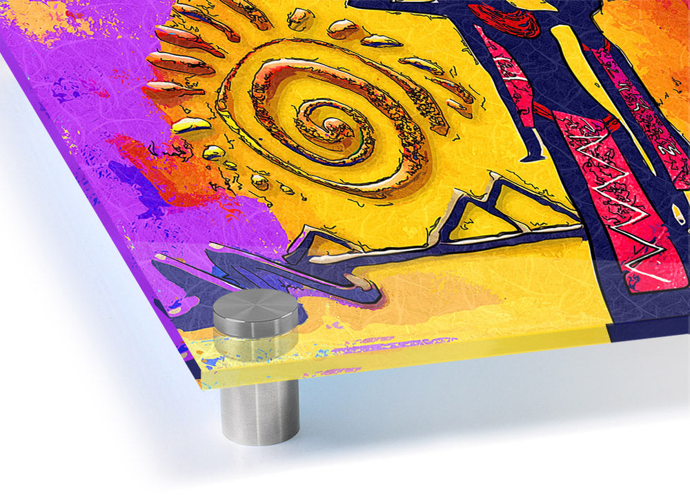 Vibrant African Tribal Art 13 acrylic print on 5mm thick acrylic glass, showcasing intricate tribal designs.