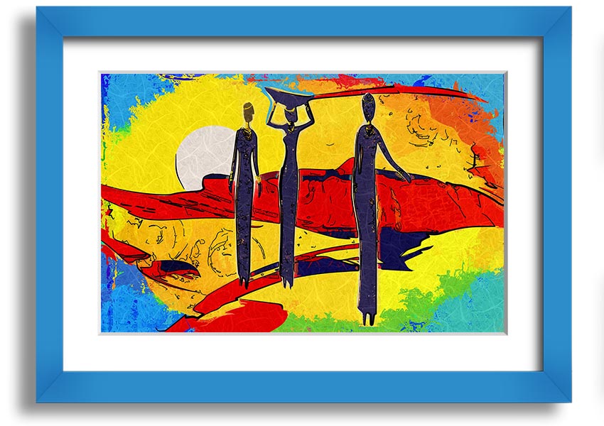 Framed print of African Tribal Art 14 featuring vibrant colors and intricate tribal patterns, ready to hang.