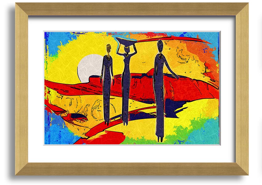 Framed print of African Tribal Art 14 featuring vibrant colors and intricate tribal patterns, ready to hang.