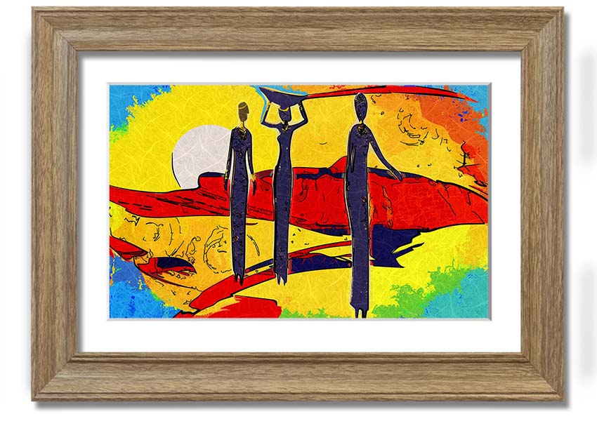 Framed print of African Tribal Art 14 featuring vibrant colors and intricate tribal patterns, ready to hang.