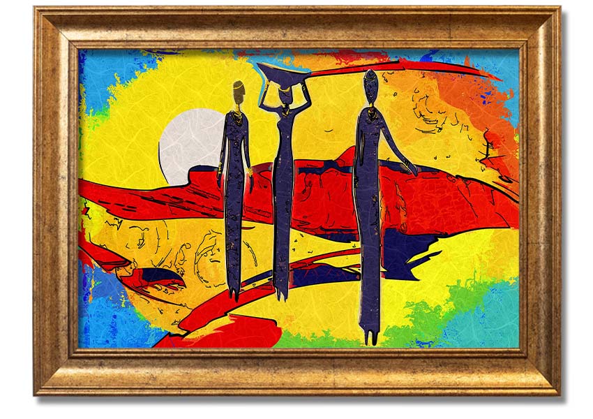 Framed print of African Tribal Art 14 featuring vibrant colors and intricate tribal patterns, ready to hang.