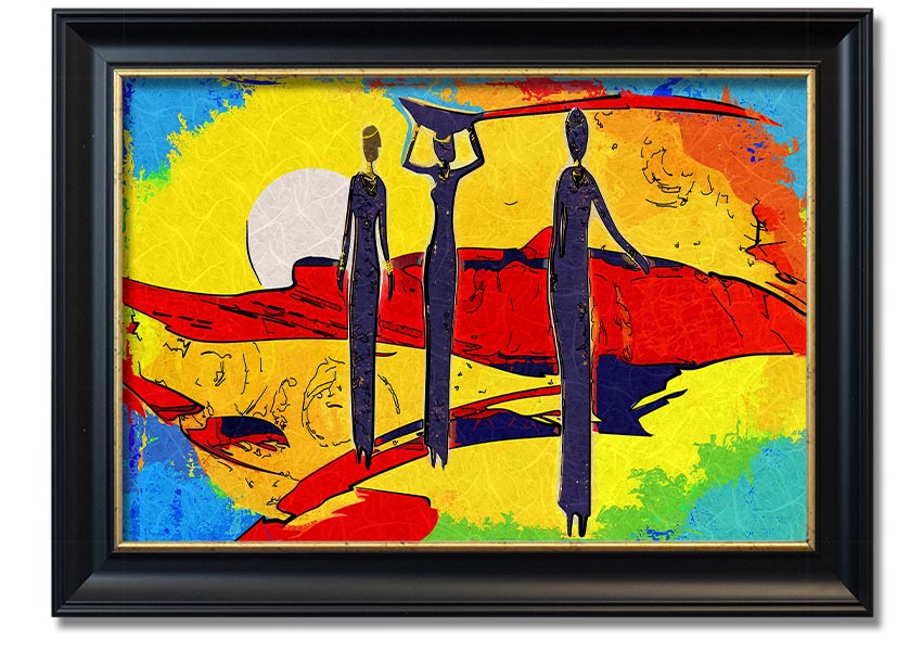 Framed print of African Tribal Art 14 featuring vibrant colors and intricate tribal patterns, ready to hang.