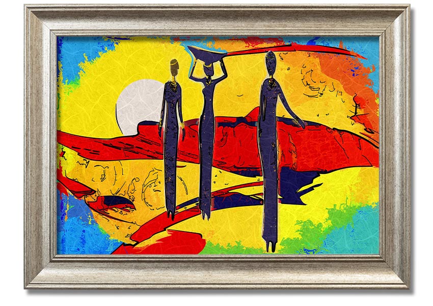 Framed print of African Tribal Art 14 featuring vibrant colors and intricate tribal patterns, ready to hang.