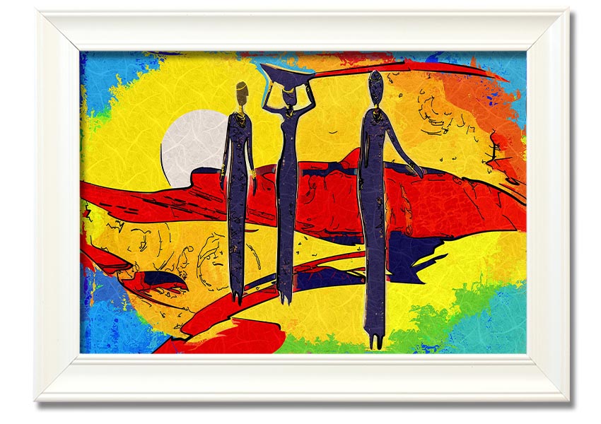 Framed print of African Tribal Art 14 featuring vibrant colors and intricate tribal patterns, ready to hang.