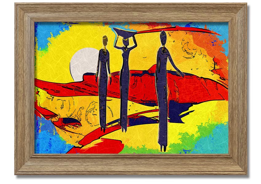 Framed print of African Tribal Art 14 featuring vibrant colors and intricate tribal patterns, ready to hang.