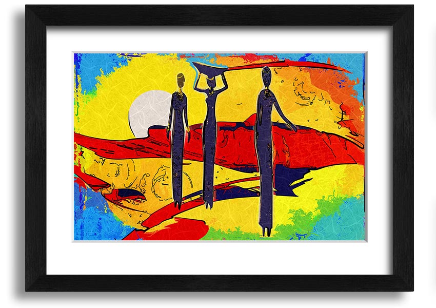 Framed print of African Tribal Art 14 featuring vibrant colors and intricate tribal patterns, ready to hang.