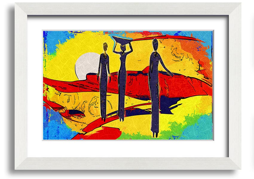 Framed print of African Tribal Art 14 featuring vibrant colors and intricate tribal patterns, ready to hang.