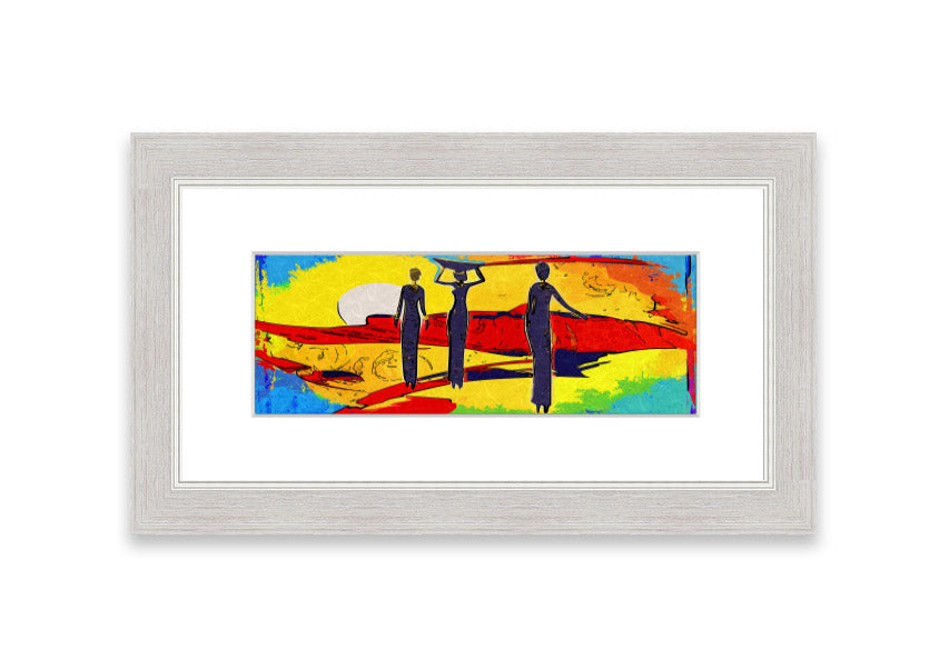 Framed print of African Tribal Art 14 featuring vibrant colors and intricate designs, ready to hang.