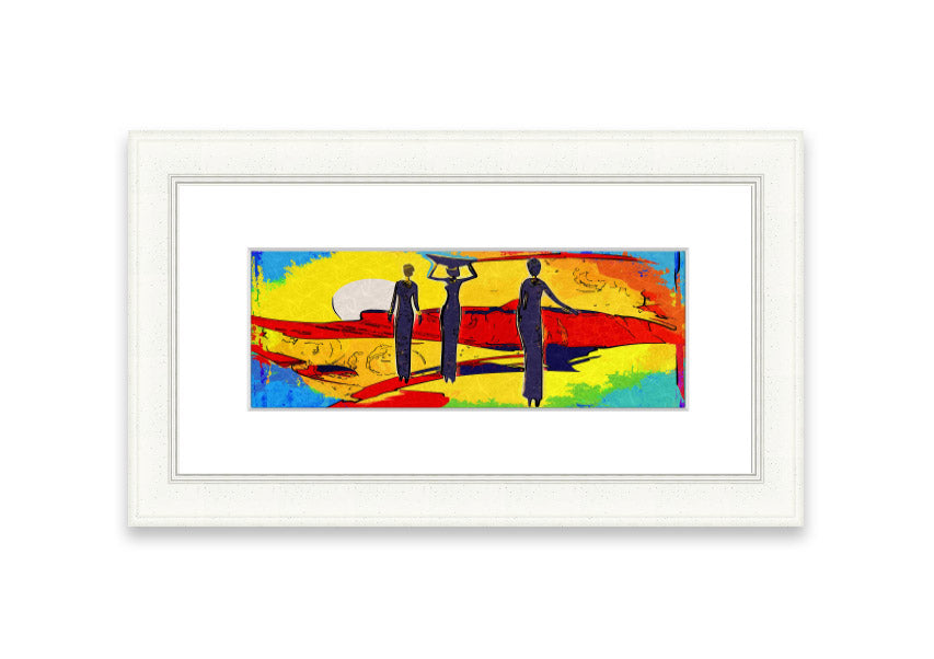 Framed print of African Tribal Art 14 featuring vibrant colors and intricate designs, ready to hang.