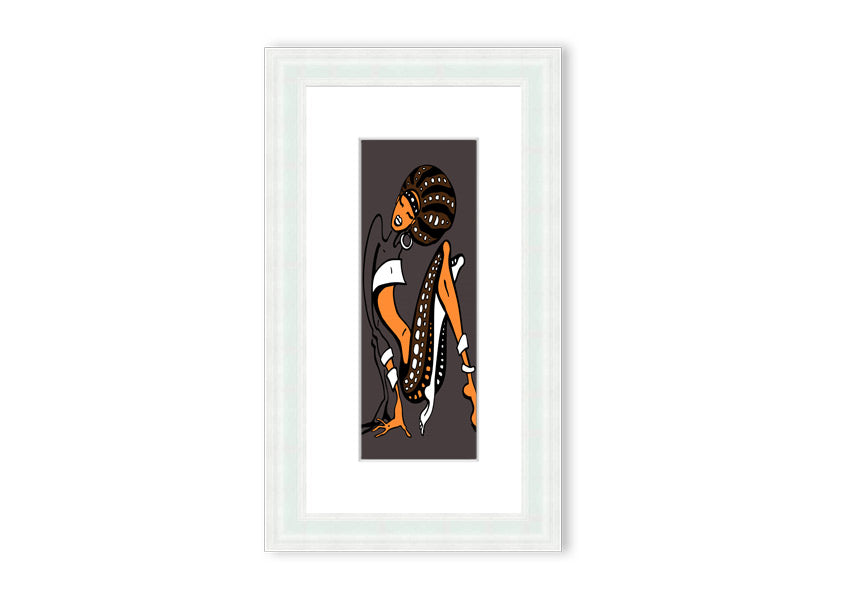 Framed print of African Tribal Art 16 featuring intricate tribal patterns and vibrant colors, available in multiple frame colors.