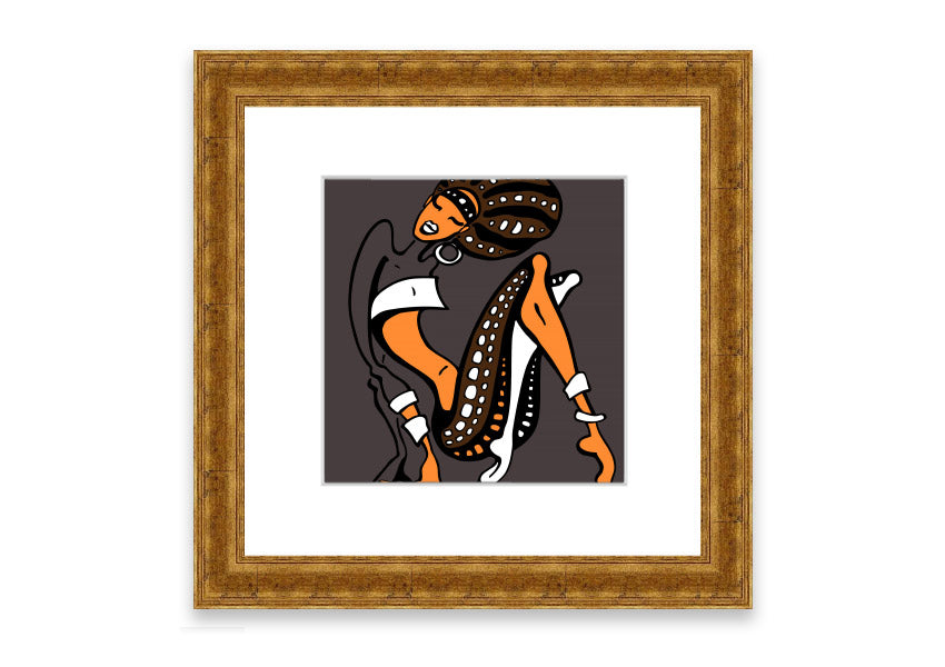 Framed print of African Tribal Art 16 featuring intricate tribal patterns and vibrant colors, available in multiple frame colors.