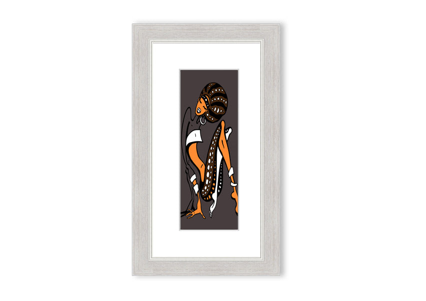 Framed print of African Tribal Art 16 featuring intricate tribal patterns and vibrant colors, available in multiple frame colors.