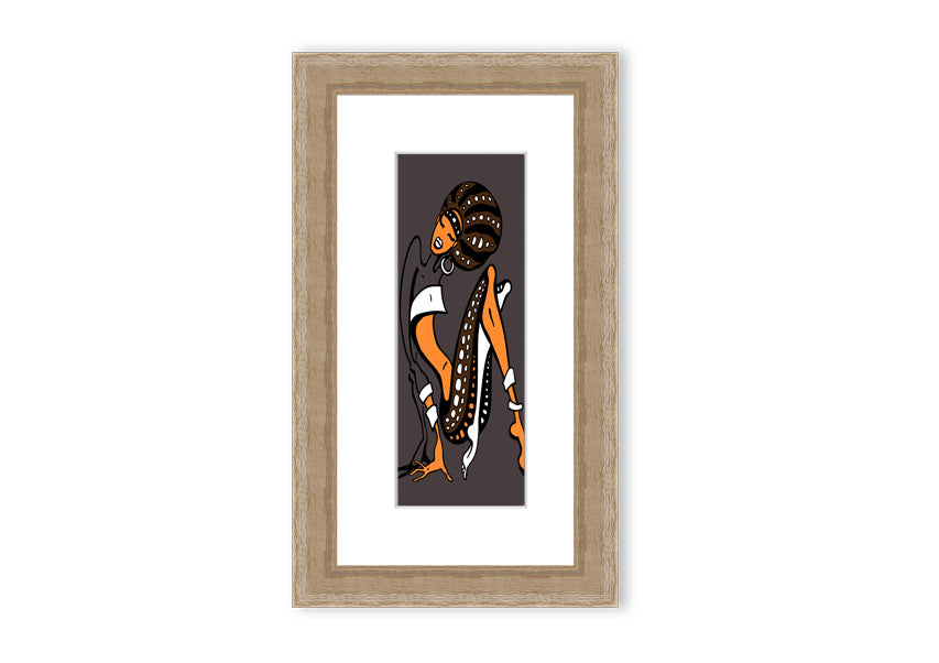 Framed print of African Tribal Art 16 featuring intricate tribal patterns and vibrant colors, available in multiple frame colors.