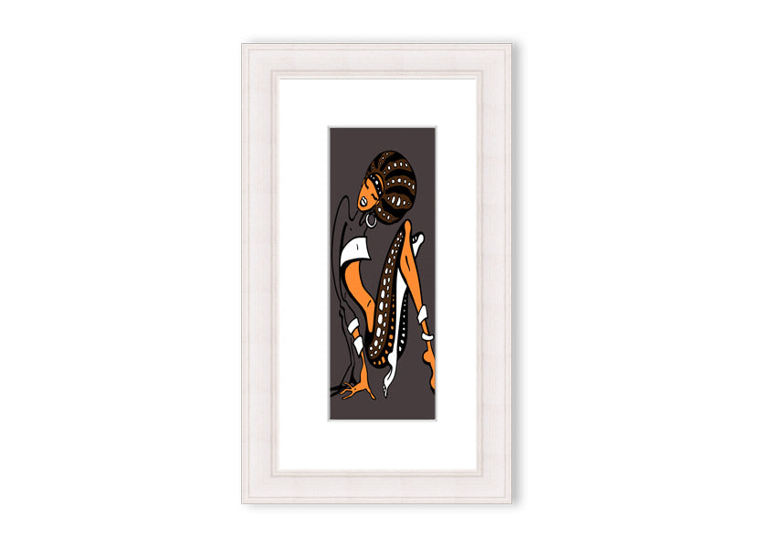 Framed print of African Tribal Art 16 featuring intricate tribal patterns and vibrant colors, available in multiple frame colors.