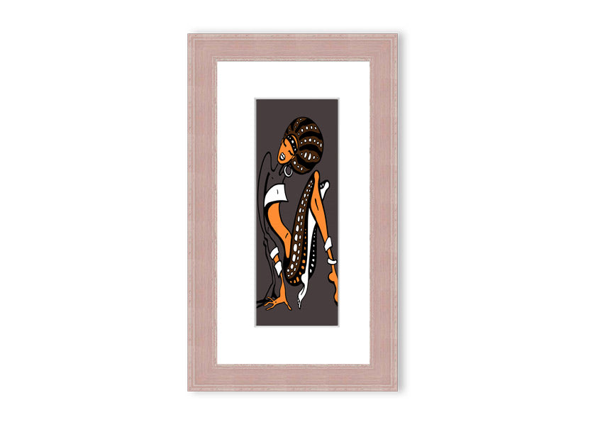 Framed print of African Tribal Art 16 featuring intricate tribal patterns and vibrant colors, available in multiple frame colors.