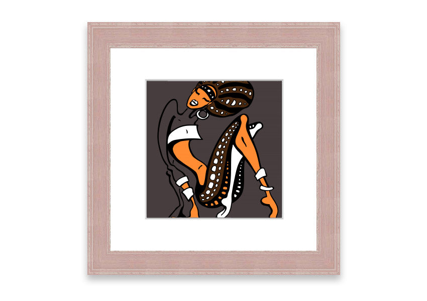 Framed print of African Tribal Art 16 featuring intricate tribal patterns and vibrant colors, available in multiple frame colors.