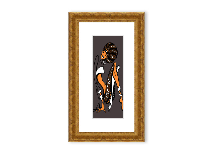 Framed print of African Tribal Art 16 featuring intricate tribal patterns and vibrant colors, available in multiple frame colors.