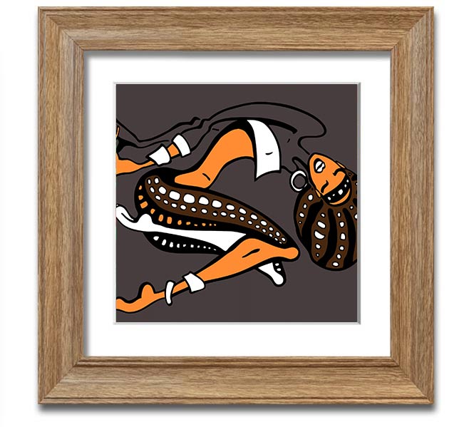 African Tribal Art 16 square framed print showcasing vibrant colors and intricate tribal designs, ready to hang.