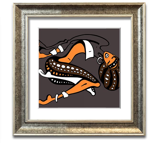 African Tribal Art 16 square framed print showcasing vibrant colors and intricate tribal designs, ready to hang.