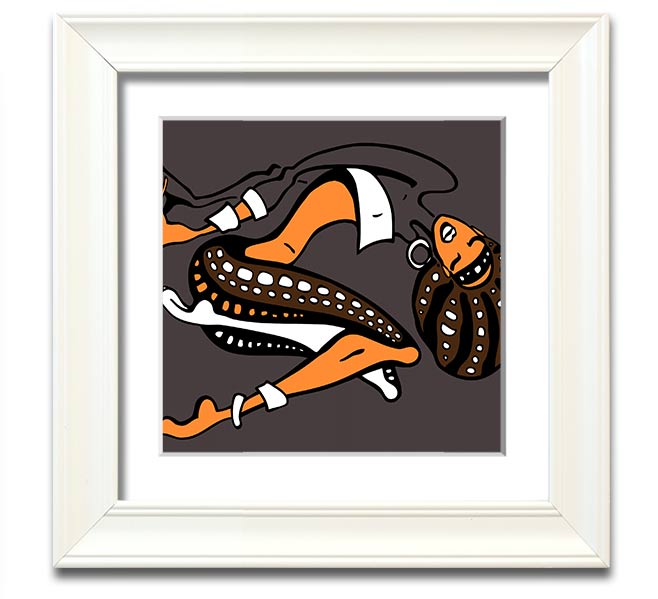 African Tribal Art 16 square framed print showcasing vibrant colors and intricate tribal designs, ready to hang.