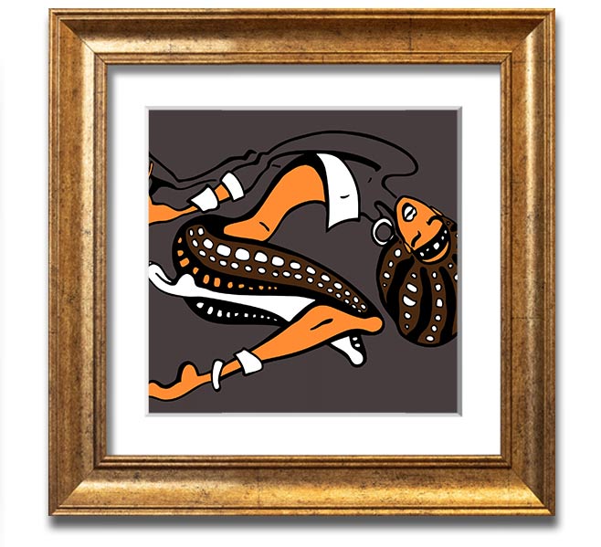 African Tribal Art 16 square framed print showcasing vibrant colors and intricate tribal designs, ready to hang.