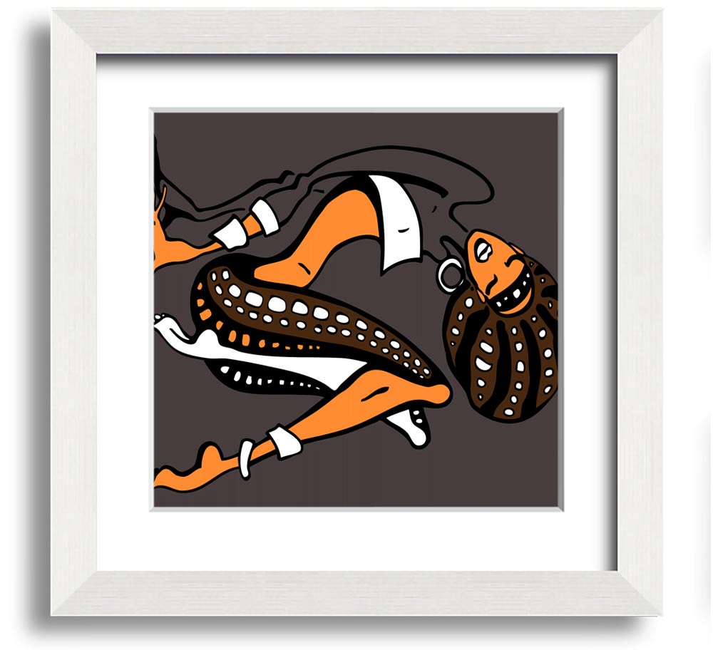 African Tribal Art 16 square framed print showcasing vibrant colors and intricate tribal designs, ready to hang.