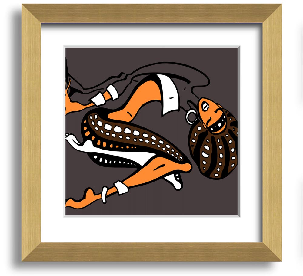 African Tribal Art 16 square framed print showcasing vibrant colors and intricate tribal designs, ready to hang.