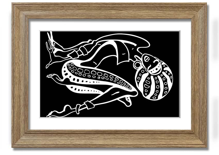 Framed print of African Tribal Art 17 showcasing vibrant tribal patterns, available in various frame colors.