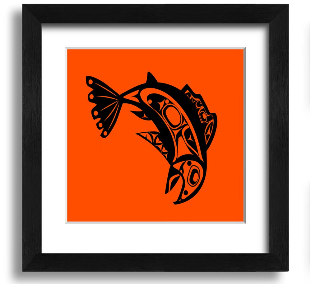 African Tribal Art 18 square framed print showcasing vibrant colors and intricate designs, ready to hang.