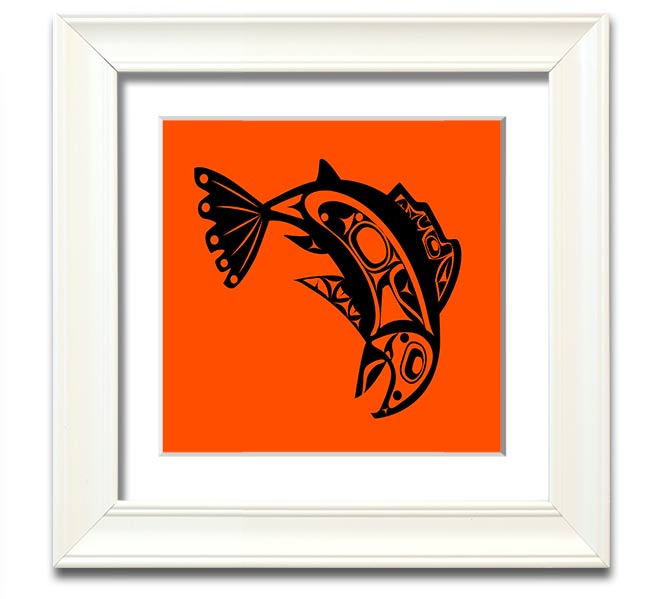 African Tribal Art 18 square framed print showcasing vibrant colors and intricate designs, ready to hang.