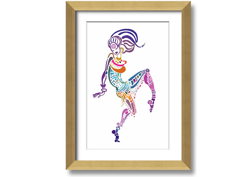 Framed print of African Tribal Art 19 featuring vibrant colors and intricate patterns, ready to hang.