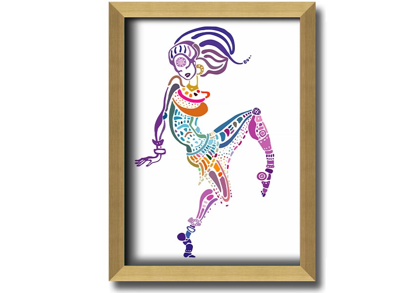 Framed print of African Tribal Art 19 featuring vibrant colors and intricate patterns, ready to hang.