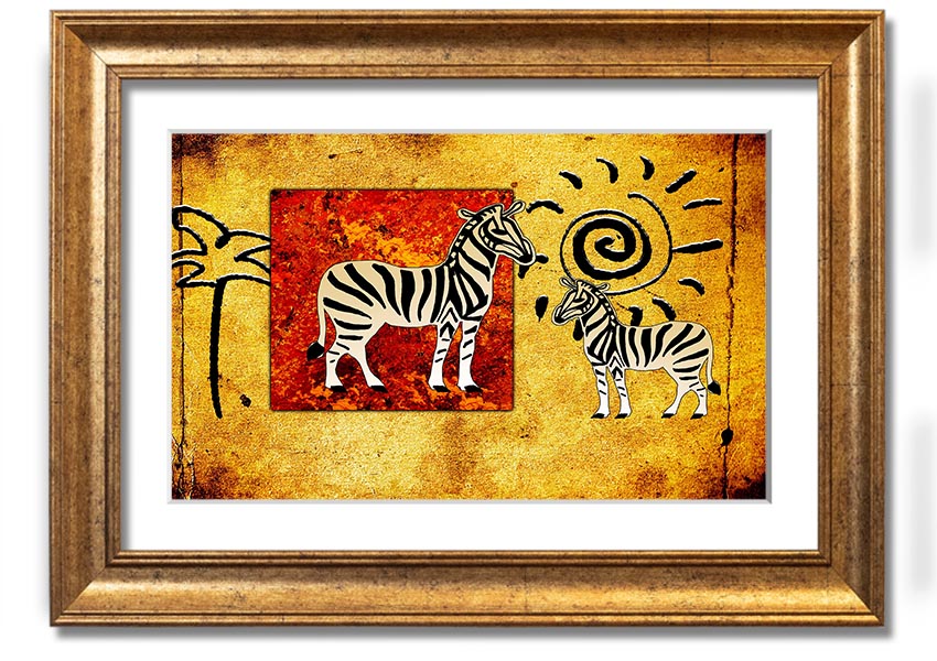 Framed print of African Tribal Art 22 showcasing vibrant colors and intricate patterns, ready to hang.