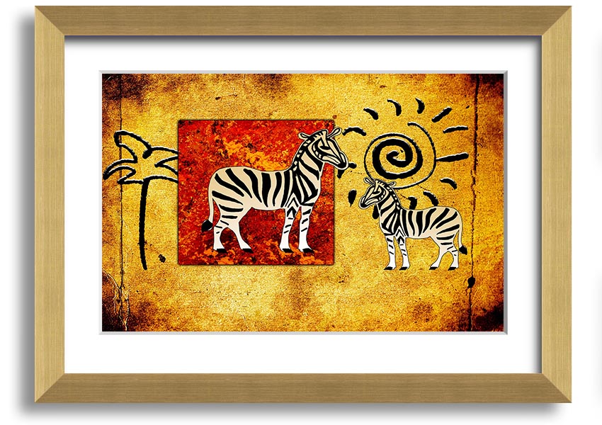 Framed print of African Tribal Art 22 showcasing vibrant colors and intricate patterns, ready to hang.