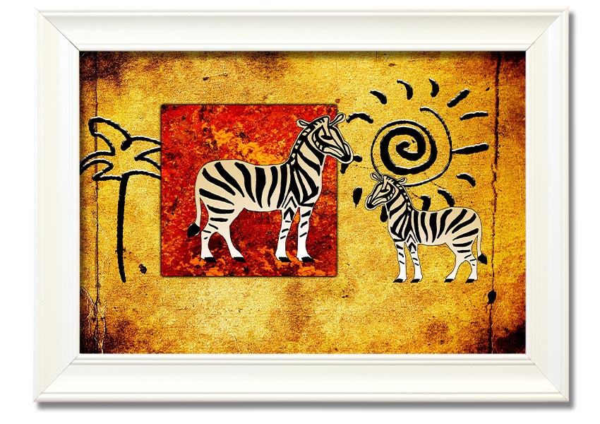 Framed print of African Tribal Art 22 showcasing vibrant colors and intricate patterns, ready to hang.