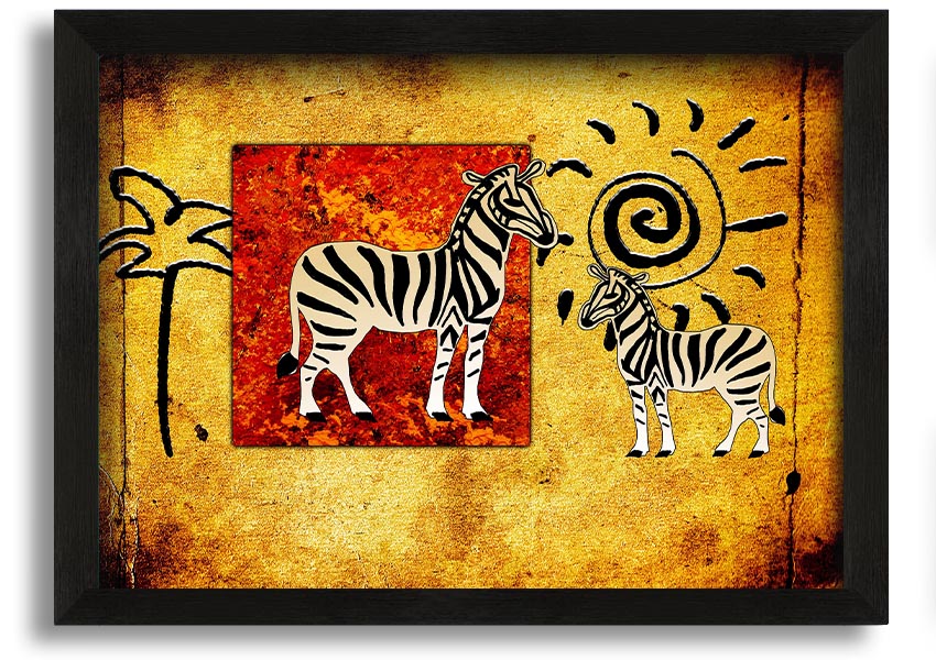 Framed print of African Tribal Art 22 showcasing vibrant colors and intricate patterns, ready to hang.